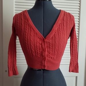 Cable Knit Cropped Button Up Cardigan